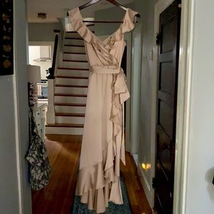 Gold show me your Mumu bridesmaid dress